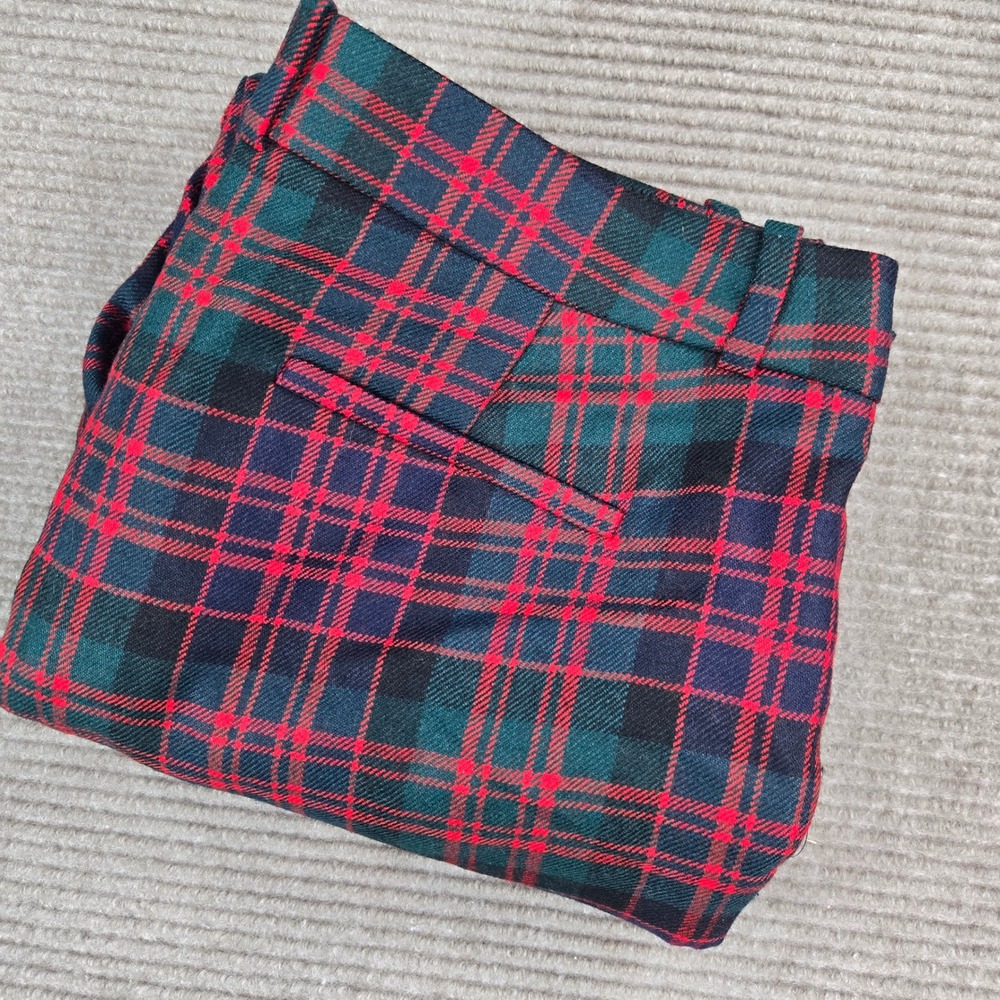 J. Crew Womens 2 Red Green Tartan Plaid 100%‎ Wool Cafe Capri Pants 16333